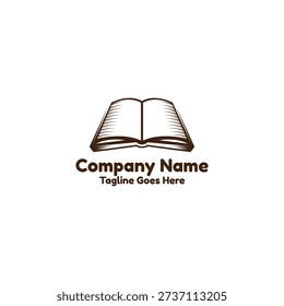 Antique Hand Drawn Style Open Book Illustration, Perfect For Bookstores, Libraries, Education, Or Publishing House Branding