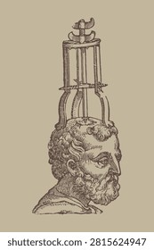 Antique Head Restraint Medical Device Illustration