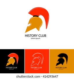 Antique helmet. Flat logo. Vector illustration.