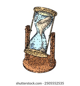 antique hourglass hand drawn. timer countdown, classic measure, elegant decor antique hourglass vector sketch. isolated color illustration
