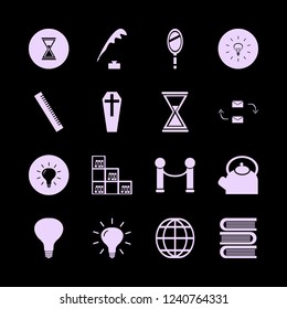antique icon. antique vector icons set response letter, books, bookcase and hand mirror