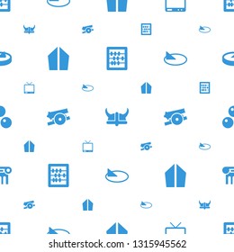 antique icons pattern seamless white background. Included editable filled abacus, helmet, TV, sword, cannon, sundial, canon ball, Greek column icons. antique icons for web and mobile.
