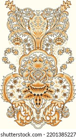 Ilustración antigua. Fondo de escritorio de fondo de Damasco de alta resolución, patrón sin inconvenientes. Patrón de fondo de estilo retro.Diseño étnico de línea de cuello de alta resolución imprimible.