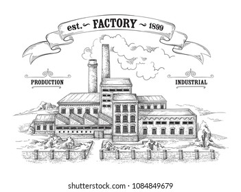 antique industrial distillery factory made of bricks Vector illustration