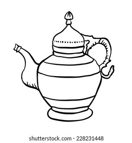 Ilustración de boceto vectorial de yugo o tetera de época