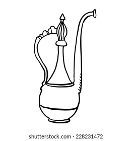 Antique jug or teapot, vector sketch illustration