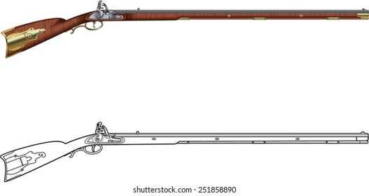 Antique Kentucky Flintlock Rifle