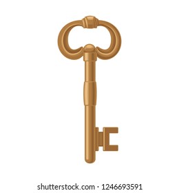 Antique key icon. Color vector flat illustration for info graphic, poster, web. Isolated on white background.