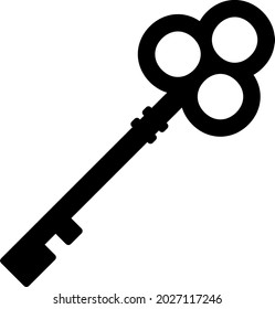 Antique key isolated vector illustration.