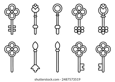 Antique Key line art pattern concept