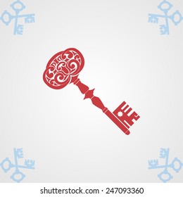 antique key silhouette. vector illustration