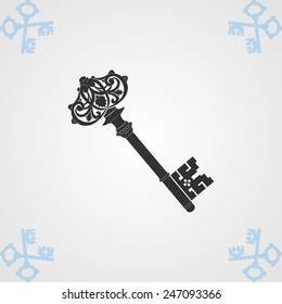 antique key silhouette. vector illustration