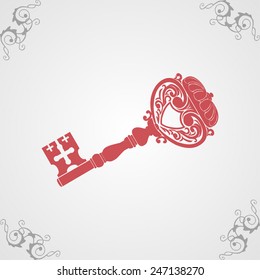 antique key silhouette. vector illustration