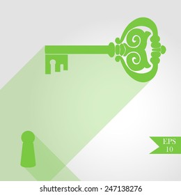 antique key silhouette. vector illustration