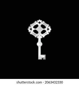 Antique Key Tool silver plated metallic icon