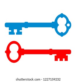 Antique key vector icon illustration isolated on white background