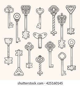 Vector Seamless Pattern Colorful Vintage Keys Stock Vector (Royalty ...