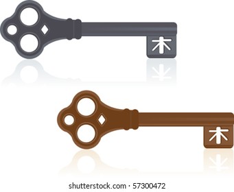 Antique Keys - Old keys isolated on white. Vector illustration. Suitable for internet, advertising, editorial graphics, publications. See others on "Objects" set.