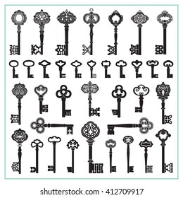 Antique Keys Silhouettes