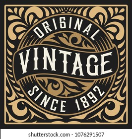 Antique label with floral details