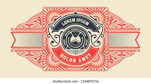 Antique label with floral details