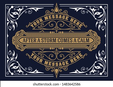 Antique label with floral details