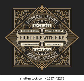 Antique label with floral details