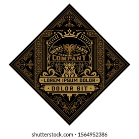 Antique label with floral details