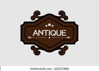 ANTIQUE LABEL WITH FLORAL DETAILS