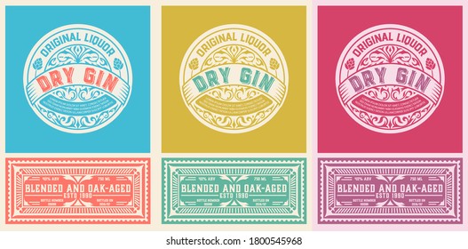 Antique  label with gin liquor design