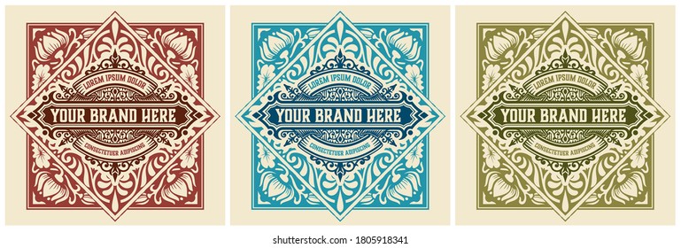 Antique  label with gin liquor design