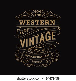 Antique label hand drawn vintage typography border vector