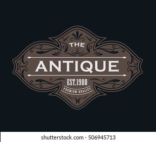 Antique label typography logo vintage frame design vector