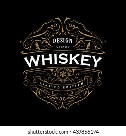 Antique label vintage badge hand drawn frame typography retro design vector