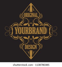Antique label, vintage frame design, typography, retro logo template, vector illustration