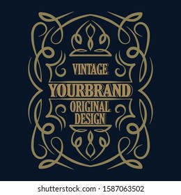Antique label, vintage frame design, typography, retro logo template, vector illustration