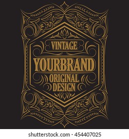 Antique label, vintage frame design, typography, retro logo template, vector illustration