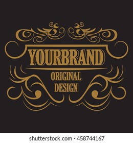 Antique label, vintage frame design, typography, retro logo template, vector illustration