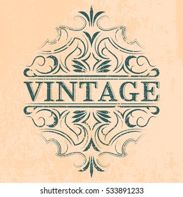Antique label, vintage frame design, typography, retro logo template, vector illustration