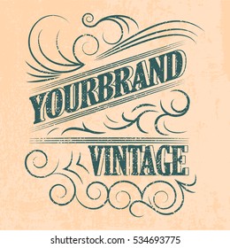 Antique label, vintage frame design, typography, retro logo template, vector illustration