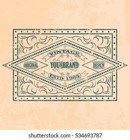 Antique label, vintage frame design, typography, retro logo template, vector illustration