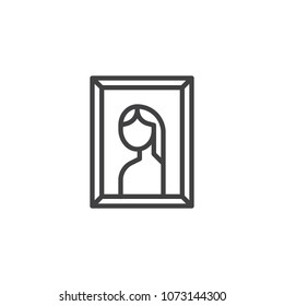 Antique lady picture outline icon. linear style sign for mobile concept and web design. Female Portrait simple line vector icon. Symbol, logo illustration. Pixel perfect vector graphics