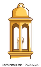 Antique lantern with candle cartoon isolated vector illustration graphic design