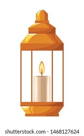 Antique lantern with candle cartoon vector illustration graphic design