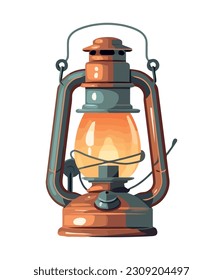 Antique lantern, glowing flame icon isolated