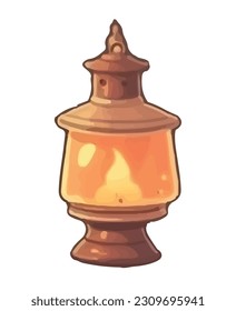antique lantern handle with flame isolated