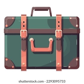 Antique leather suitcase vector over white