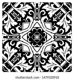 antique leaves square ornate vector