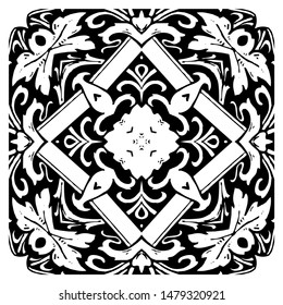 antique leaves square ornate vector