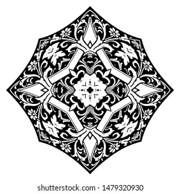 antique leaves square ornate vector